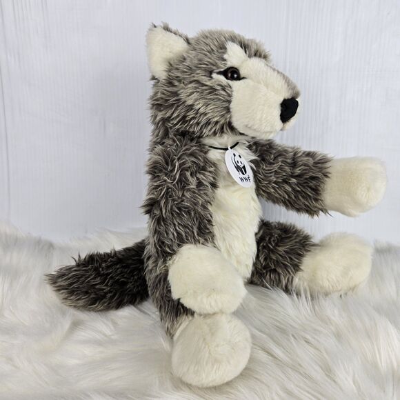 Build-A-Bear Workshop WWF Gray Wolf Plush 12” Retired World Wildlife Fund - Picture 3 of 10